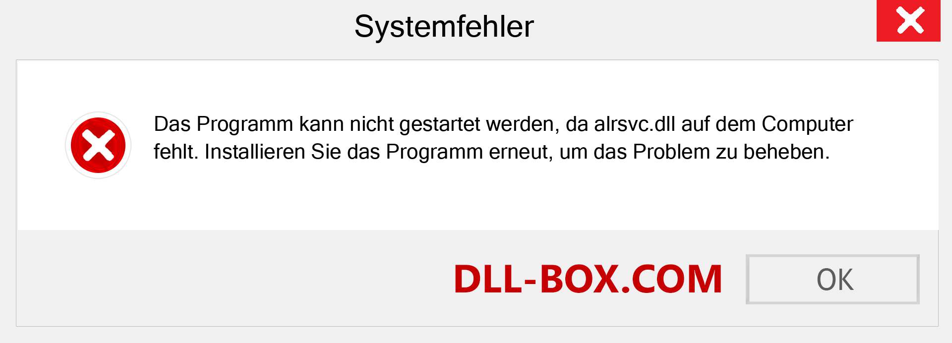 alrsvc.dll-Datei fehlt?. Download für Windows 7, 8, 10 - Fix alrsvc dll Missing Error unter Windows, Fotos, Bildern